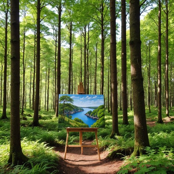 Où peut-on trouver une location de vacances en Bretagne avec des cours de peinture sur bois et des balades en forêt ?